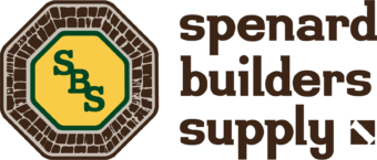 Spenard Builders Supply logo with SBS inside wall graphic with typography on right